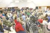 SHARON G. McBRIDE/Frontiersman It was standing-room only Tuesday
at the Palmer Depot during a special meeting of the Palmer City
Council to discuss a petition for annexing additional land int