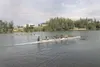 Competitors in the Moose Nugget Regatta head toward the starting
line Saturday afternoon. Teams from all over the state descended on
Wasilla Lake for the 10th anniversary of the regatta. ROBE