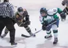 Alaska forward Tanner Fahlstedt takes the puck on the faceoff against Kenai River Brown Bear Kellen Wasell. Robert DeBerry/forntiersman
