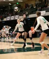 Colony's Tatum Shelton grabs the dig during the 2022 ASAA/First National Bank 4A State Volleyball Championships. Bruce Eggleston/matsusports.net