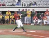 Mat-Su Miners catcher P.J. Torres smacks a pitch during the Alaska Baseball League Home Run Derby Sunday at Mulcahy Stadium in Anchorage. Torres hit seven total home runs and advanced to the 