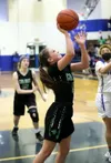 Colony's Hannah Duguid goes to the basket during a win over Palmer Jan. 22, 2020. Courtesy of Bruce Eggleston/matsusports.net