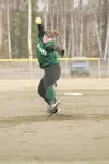 ROBERT DeBERRY/Frontiersman Colony Knight Michelle Stratton
winds up to fire one across the plate during Friday's game against
Monroe Catholic at Bumpus Ball fields.