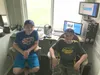 Kaj Taylor, right, a 15-year-old incoming sophomore at Palmer High and member of the Moose baseball team, filled in as the public address announcer during a trio of Mat-Su Miners games last w