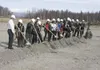 Dignitaries, including Lt. Governor Mead Treadwell and Sen. Mark
Begich ceremonially break ground for the Southcentral Foundation's
Valley Native Primary Care Center Tuesday. The building wil
