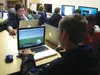 Mat-Su Central middle school students work on their historical buildings in the Learning through Minecraft class. Photo courtesy Danae Mitchell