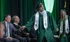 Jack Goss fist-bumps Colony High School assistant principal Peter Olson as Goss and Rylee McIntosh walk across the stage during Colony High’s 2024 graduation ceremony Wednesday, May 15, 2024,