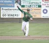 Mat-Su infielder Paul Panaccione makes the throw from shortstop during Mat-Su's 5-3 win over the Chugiak Chinooks July 9 at Hermon Brothers Field in Palmer. Panaccione was one of 11 Miners na