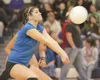 Palmer junior Mikaela Bolling sets up for a dig during
Saturday's Northern Lights Conference title match at Palmer High
School on Saturday. ROBERT DeBERRY/ Frontiersman