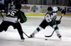 JEREMIAH BARTZ/Frontiersman Alaska forward Connor Wright takes
the puck to the net during a 3-0 win over Fresno on Friday.