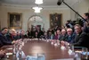 Vice President Mike Pence meets with Mark Vroegop Thursday, Dec. 13, 2018, in his West Wing Office of the White House. Alaska Gov. Mike Dunleavy is at right. Official White House Photo by Joy