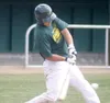 Mat-Su outfielder Nick Cox drives a ball into the field during
practice at Hermon Brothers Field on Monday. The Columbia sophomore
is expected to be Mat-Su’s opening day starter in center fie