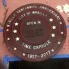 Well-known Palmer sculptor Pat Garley designed and cast this cover for the city of Wasilla’s time capsule. The capsule will be buried in October and will remain sealed until 2067. City offici
