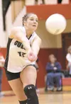 ROBERT DeBERRY/Frontiersman Colony senior Katie Gonski gets a
dig during Saturday's conference title game against the Palmer
Moose at Wasilla High.