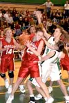 Chandice Cronk pulls down a rebound for Wasilla in the Warriors'
61-48 win over the Colony Knights on Tuesday. Cronk scored 48
points in the win. Photo by JEREMIAH BARTZ/ Frontiersman.