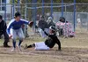 Palmer pitcher Luke Guggenmos tries to get that foce at home during a 16-3 win over South Anchorage Saturday, April 21, 2018, at the Palmer Senior Field. JEREMIAH BARTZ/ Frontiersman