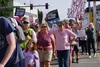 Abortion-right protestors march by the Anchorage federal building to protest the U.S. Supreme Court ruling overturning Roe v. Wade on June 24. Planned Parenthood Alliance Advocates Alaska is 