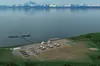 Artist rendering of large LNG plant proposed on Kenai Peninsula, Visual courtesy of Alaska Gas Development Corp.