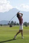 Toyoko Hawkins follows through on her tee shot during Round 2 of the 2015 State Amateur Championship at the Palmer Golf Course Aug. 7. Caitlin Skvorc/Frontiersman
