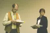 Mathew Firmin (left) and Lexi Guild run lines during rehearsal for the Homeless Actors of Mat-Su’s production of ‘The Lightning Bug,’ opening June 20 at the Alaska Club Theater. Andrew Wellne