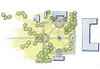 A student drawing shows a redesigned downtown park space,
restored to its original design with slight alterations to address
present-day functions. Graphics courtesy of Allison Scheetz