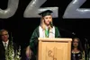 Valedictorian Charly Rentz addresses her peers during the 2022 Colony High School senior graduation. Jacob Mann/Frontiersman