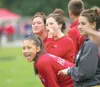 ROBERT DeBERRY/Frontiersman Celeste Colegrove cheers on the
Wasilla boys cross country team near the finish chute during
Saturday's Colony Invitational.