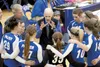 Palmer volleyball coach Steve Reynolds talks to his varsity squad during a recent game against the Wasilla Warriors. Palmer placed second in the Northern Lights Conference Championships in Ko