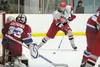 Wasilla senior forward Brett Keene moves in for a shot on goal during the Warriors game against the East High Thunderbirds at the Brett Memorial Ice Arena in Wasilla earlier this season. ROBE