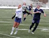Palmer junior Delany Shults plays a ball off her shoulder during a scrimmage against Homer Friday, April 6, 2018, at Colony High School. JEREMIAH BARTZ/ Frontiersman