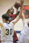 Wasilla sophomore guard Cameron Brown shoots for two points during round one competition against the Soldotna Stars Thursday at the 2013 Northern Lights Conference Championships in Soldotna. 