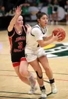 Colony's Ally Shelley looks to pass the ball during a win over Juneau-Douglas. Bruce Eggleston/matsusports.net