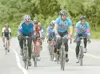 ROBERT DeBERRY/Frontiersman Racers make their way off the start
at the base of Hatcher Pass Saturday during the Hatcher Pass Hill
Climb.