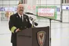 Central Mat-Su Fire Chief James Steele speaks at the ribbon-cutting ceremony for the fire department’s newest, largest, most state-of-the-art fire station. Steele told the story of the statio