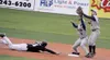 JEREMIAH BARTZ/Frontiersman Shortstop Jaron Christensen (8) and
second baseman Chris Bydlon (2) each go for the ball as a Chugiak
player slides back into second base during the Alaska Road
Wa