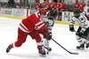 Wasilla’s Holden Wiltfong and Colony’s Kaden Ketchum battle for the puck during Wasilla’s 5-3 win over Colony Friday. Jeremiah Bartz/Frontiersman