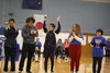 Palmer and Saroma exchange students in the PJMS gymnasium. From left to right: Kashii Fujisawa, Nika Demientieff, Haruki Nomura, Josie Piersma, and Natsuho Nishioka. Jacob Mann/Frontiersman.c