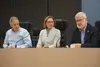 Sen. Gary Stevens of Kodiak, right, speaks at an Anchorage news conference on Friday announcing the formation of a 17-member bipartisan majority caucus. Stevens, a Republican, will be preside