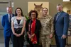 From left: Benjamin Brown, chairman of the Alaska State Council on the Arts; Logan Walton, art therapist at Joint Base Elmendorf-Richardson; Maria Rosario Jackson, PhD, chair for the National