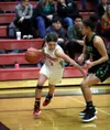 Wasilla's Harmony McSorley cuts to the baseline during a 47-42 win over Colony. Photos Courtesy of Bruce Eggleston/matsusports.net