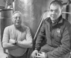 Randy Martin and his son Robby inside their Last Frontier
Brewing Company facility in Wasilla. (ROBERT
DeBERRY/Frontiersman)