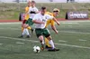Colony senior Michael Shower turns the ball upfield during a shootout loss to Dimond in the ASAA Division I boys state title game Saturday May 26, 2018, at Service High School in Anchorage. J