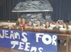 Palmer Junior Middle School students pose with donations they
collected during their "Jeans for Teens" drive.