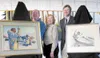 Original oil painting by Fred Machetanz titled ‘Start of the Hunt,’ left, and a lithograph called ‘Seal Hunter’ were donated to Mat-Su College. Pictured are the college’s director of Library 