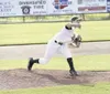 JEREMIAH BARTZ/Frontiersman Colin Cloud fires a pitch during
Mat-Su’s 5-2 win over the Peninsula Oilers on Tuesday. Cloud, who
made his season debut in the win, was one of five pitchers used 
