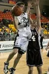 Colony senior Cade Dickey drives past Ketchikan forward Mike
Meacock and to the basket during the first half of the Knights
62-57 win over the Kings Thursday at the Sullivan Arena. JEREMIAH
B