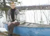 Katie Hurley sits on the edge of her late husband’s sailboat at
her Wasilla home. Hurley, who turns 90 years old Wednesday, is one
of the last surviving participants in the drafting of Alaska