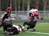 Houston senior Elijah Ewing sacks the Juneau-Douglas quarterback during a 27-20 loss to the Crimson Bears Friday night at Houston High School. Ewing caused a fumble on the play and Jaydon Els