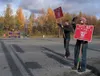 GREG JOHNSON/Frontiersman With hours left before the 8 p.m.
close of local polling places, campaigners for Mat-Su Borough Prop.
1 were out in force. At the corner of Palmer-Wasilla Highway an