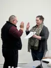 Deputy Clerk Marilyn Bell swears in new Houston Mayor Carter Cole during a special council meeting on Monday Katie Stavick/Frontiersman
